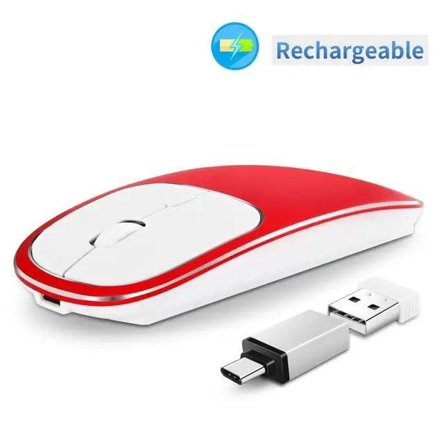 Silent White Slim 2.4G Wireless Rechargeable USB Portable Mouse Ultra Thin 1600DPI  Noiseless Ergonomic Mice For Laptop Stevvex