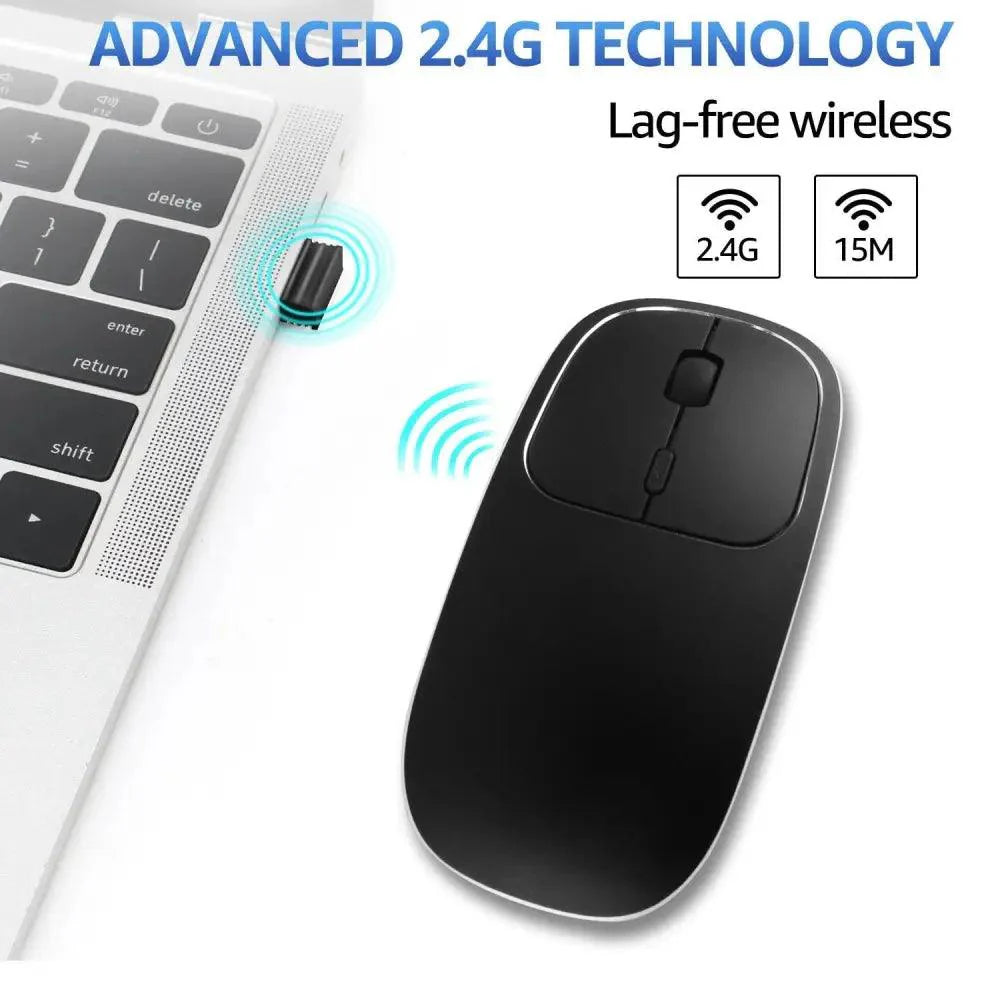 Silent White Slim 2.4G Wireless Rechargeable USB Portable Mouse Ultra Thin 1600DPI  Noiseless Ergonomic Mice For Laptop Stevvex