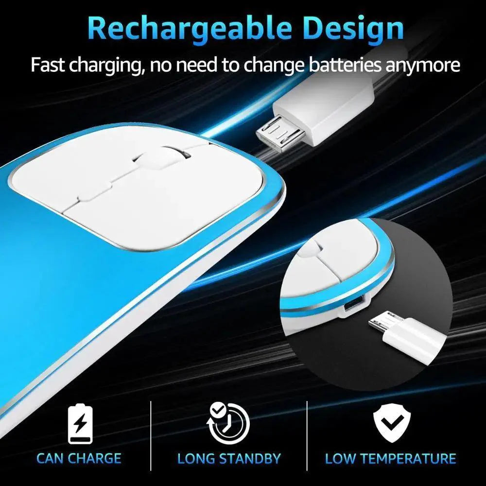 Silent White Slim 2.4G Wireless Rechargeable USB Portable Mouse Ultra Thin 1600DPI  Noiseless Ergonomic Mice For Laptop Stevvex