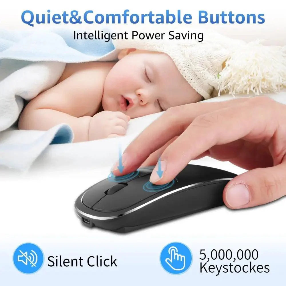 Silent White Slim 2.4G Wireless Rechargeable USB Portable Mouse Ultra Thin 1600DPI  Noiseless Ergonomic Mice For Laptop Stevvex