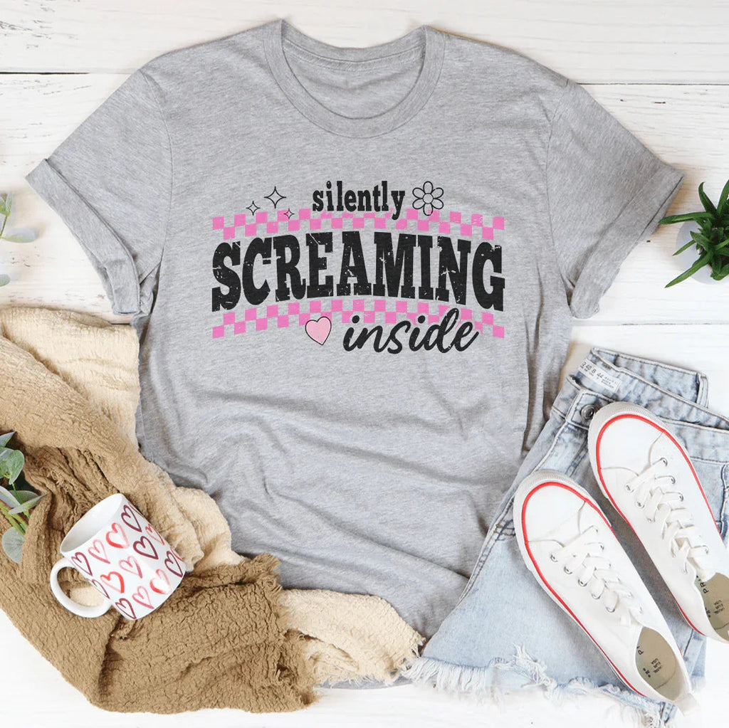 Silently Screaming Inside Tee Peachy Sunday