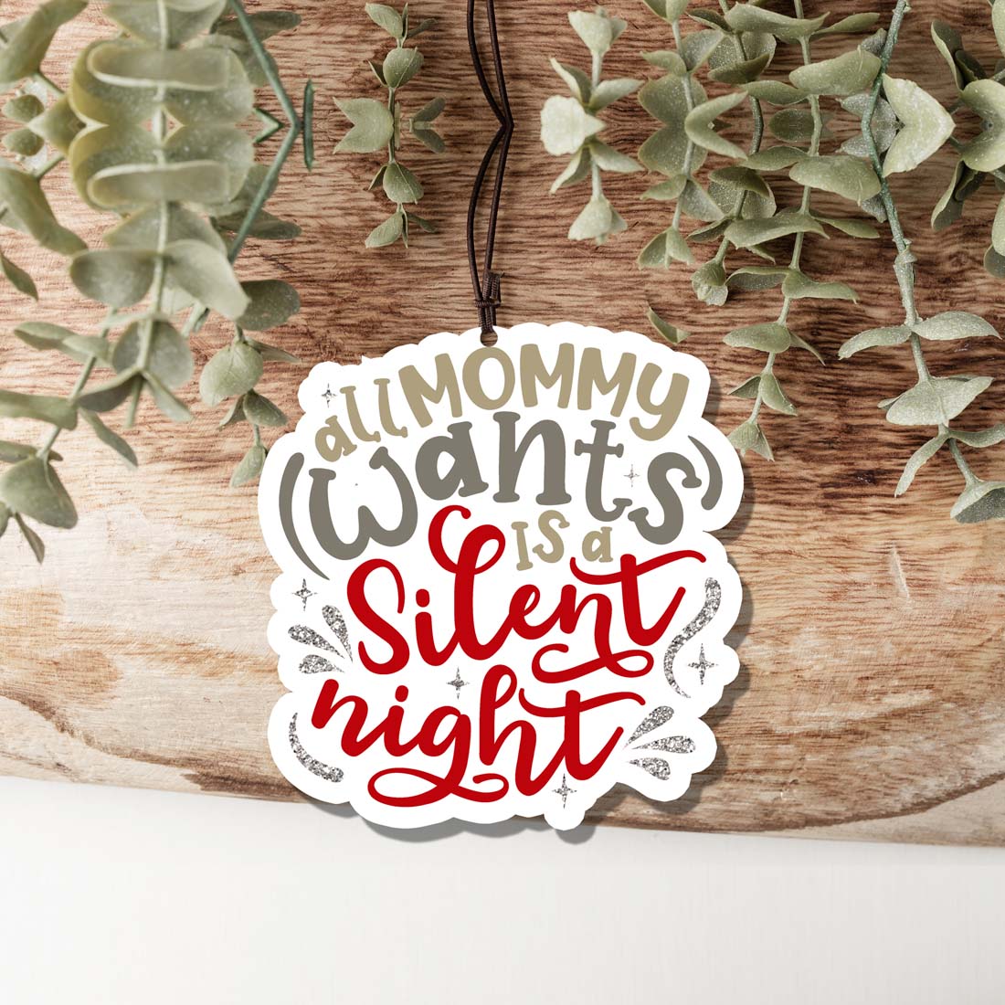 Silent Night Hanging Air Freshener Holiday Scented Car Home Ornament Pine Winter Spice BandsCo Straps