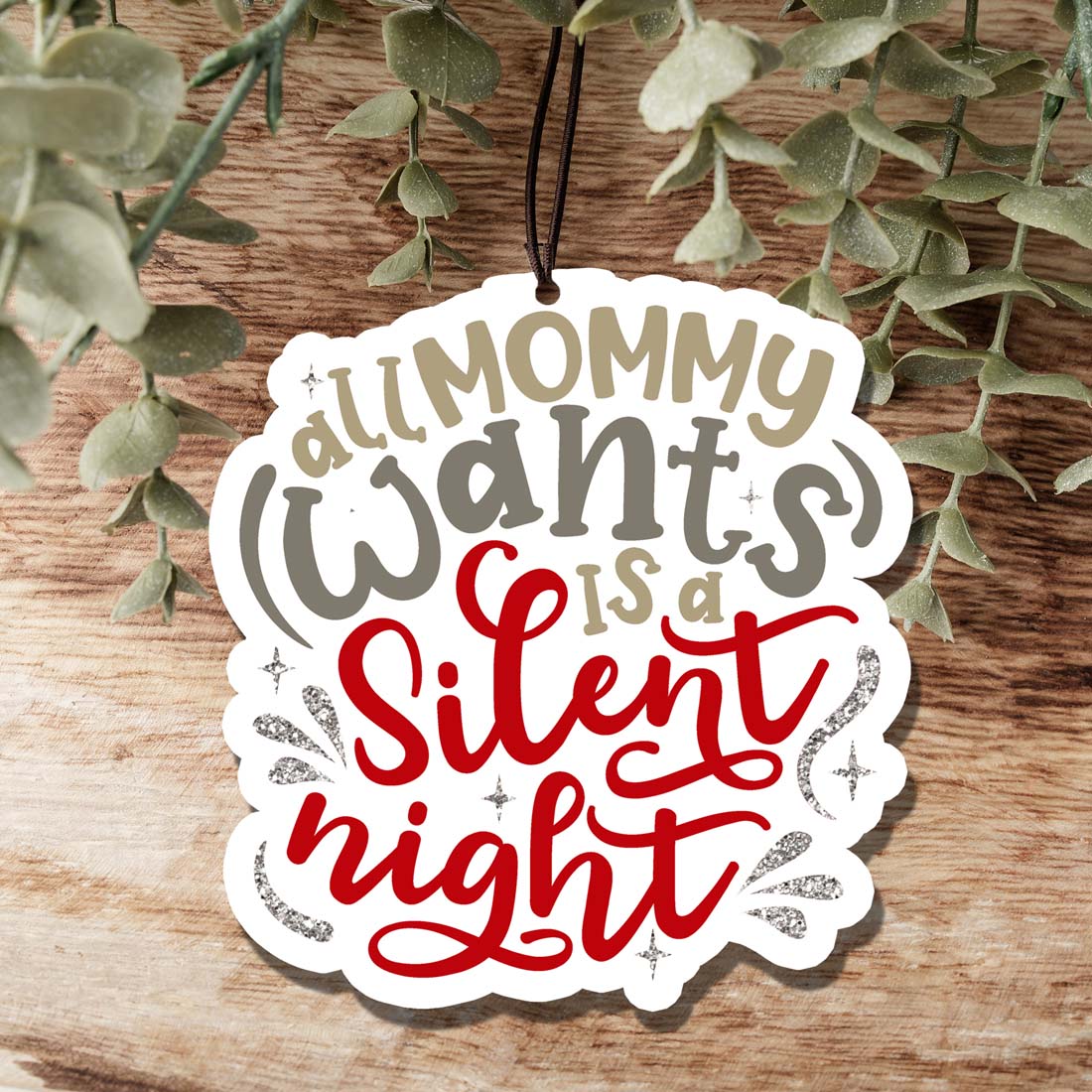 Silent Night Hanging Air Freshener Holiday Scented Car Home Ornament Pine Winter Spice BandsCo Straps