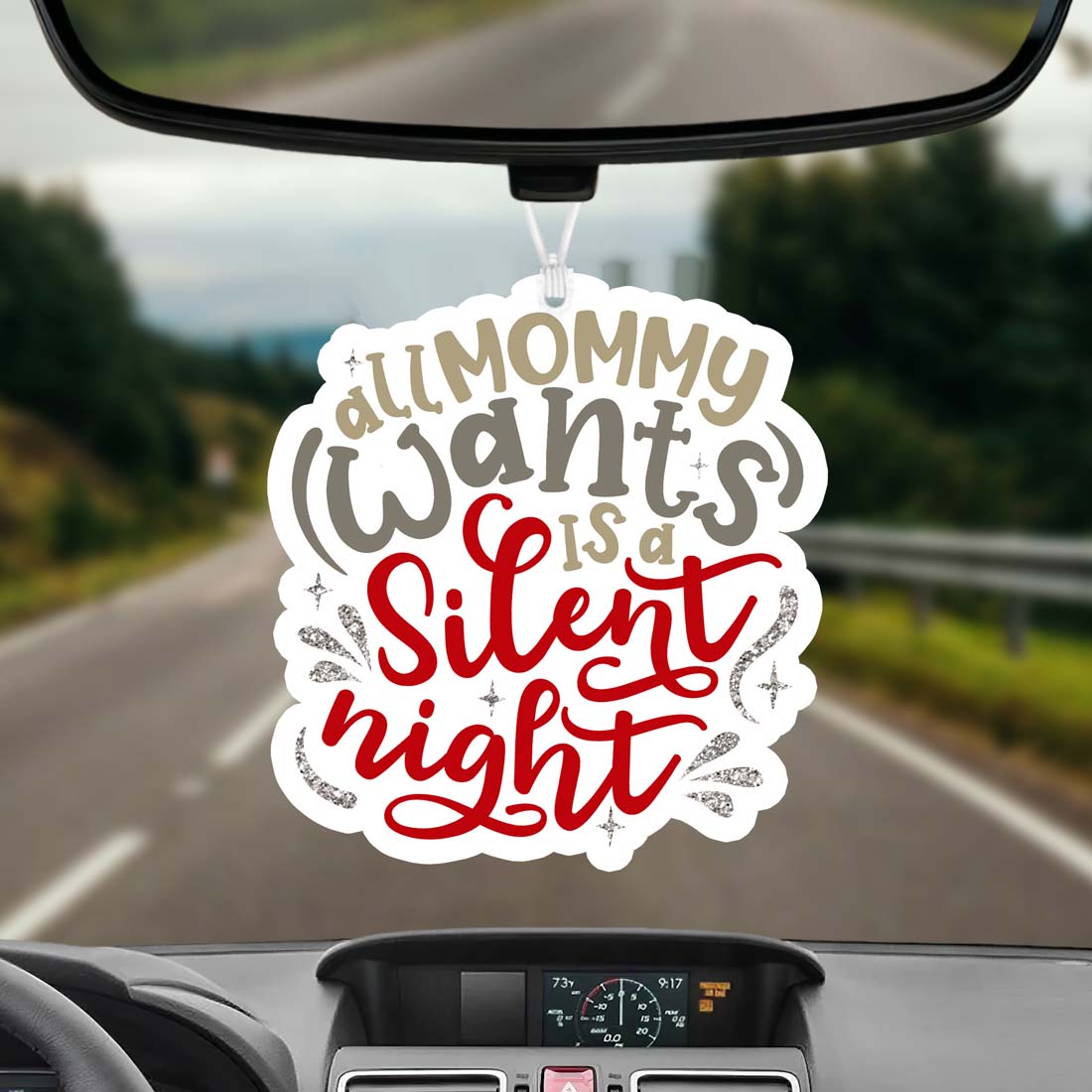 Silent Night Hanging Air Freshener Holiday Scented Car Home Ornament Pine Winter Spice BandsCo Straps