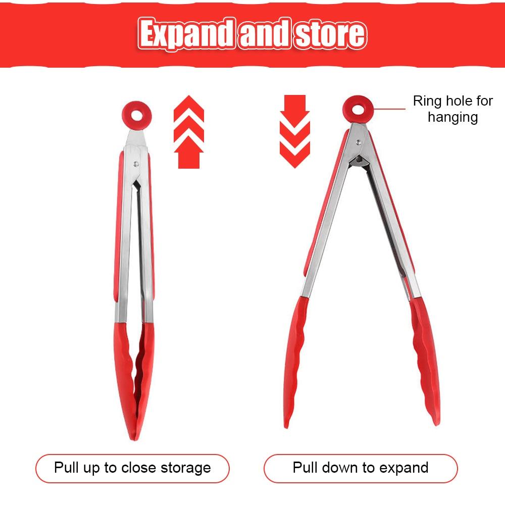 Silicone BBQ Grilling Tong Kitchen Cooking Salad BBQ  Serving Tong Non-Stick Barbecue Clip Clamp Stainless Steel Tools Gadgets Silicone BBQ Grilling Tong Kitchen Cooking Salad BBQ Serving Tong Non-Stick Barbecue Clip Clamp Stainless Steel Tools Stevvex