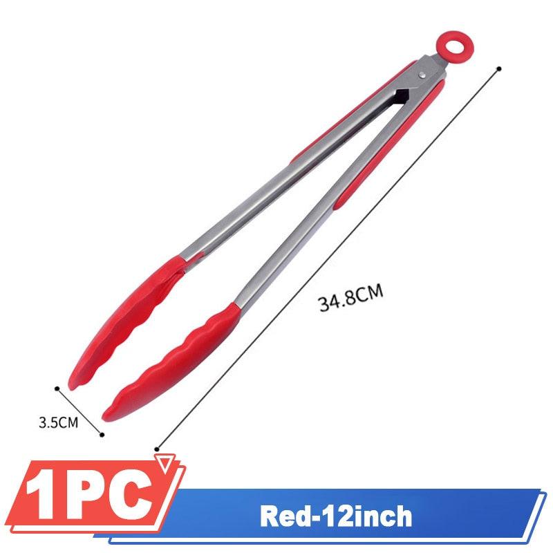 Silicone BBQ Grilling Tong Kitchen Cooking Salad BBQ  Serving Tong Non-Stick Barbecue Clip Clamp Stainless Steel Tools Gadgets Silicone BBQ Grilling Tong Kitchen Cooking Salad BBQ Serving Tong Non-Stick Barbecue Clip Clamp Stainless Steel Tools Stevvex