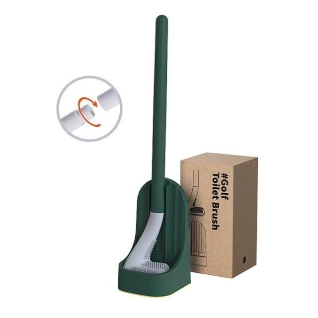 Silicone Bristles Toilet Brush And Holder For Bathroom Storage And Organization Compact Wall Hang Cleaning Kit Accessories Silicone Toilet Brush With Holder Bathroom Toilet Bowl Brush Set Non-Slip Handle Wall Mounted Floor Standing Stevvex
