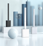 Silicone Bristles Toilet Brush And Holder For Bathroom Storage And Organization Compact Wall Hang Cleaning Kit Accessories Silicone Toilet Brush With Holder Bathroom Toilet Bowl Brush Set Non-Slip Handle Wall Mounted Floor Standing Stevvex