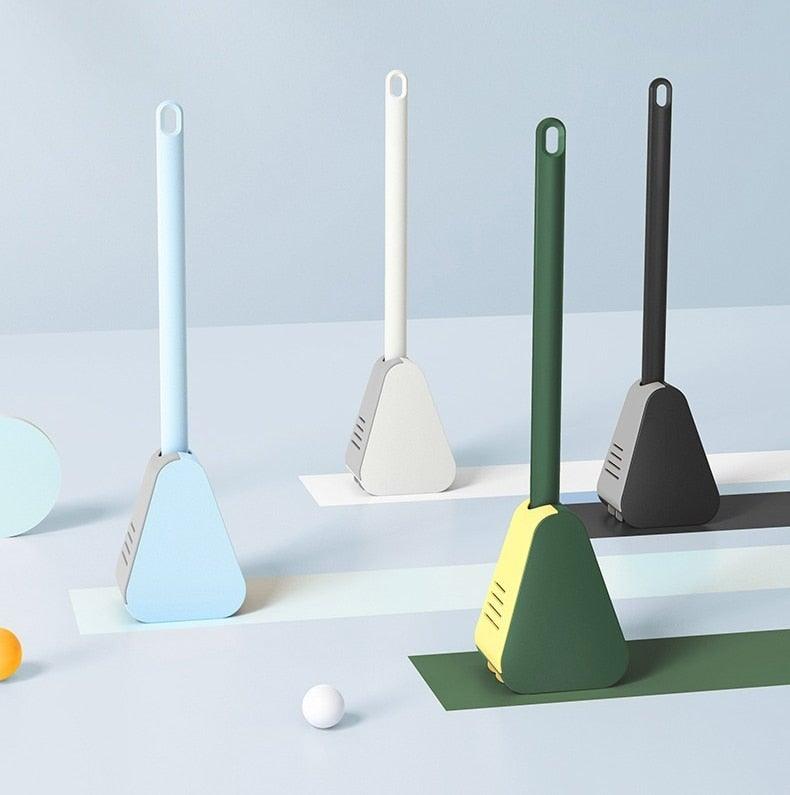 Silicone Bristles Toilet Brush And Holder For Bathroom Storage And Organization Compact Wall Hang Cleaning Kit Accessories Silicone Toilet Brush With Holder Bathroom Toilet Bowl Brush Set Non-Slip Handle Wall Mounted Floor Standing Stevvex