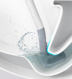 Silicone Bristles Toilet Brush And Holder For Bathroom Storage And Organization Compact Wall Hang Cleaning Kit Accessories Silicone Toilet Brush With Holder Bathroom Toilet Bowl Brush Set Non-Slip Handle Wall Mounted Floor Standing Stevvex