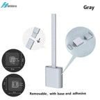 Silicone Bristles Toilet Brush And Holder For Bathroom Storage And Organization Compact Wall Hang Cleaning Kit Accessories Silicone Toilet Brush With Holder Bathroom Toilet Bowl Brush Set Non-Slip Handle Wall Mounted Floor Standing Stevvex