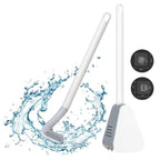 Silicone Bristles Toilet Brush And Holder For Bathroom Storage And Organization Compact Wall Hang Cleaning Kit Accessories Silicone Toilet Brush With Holder Bathroom Toilet Bowl Brush Set Non-Slip Handle Wall Mounted Floor Standing Stevvex