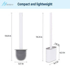 Silicone Bristles Toilet Brush And Holder For Bathroom Storage And Organization Compact Wall Hang Cleaning Kit Accessories Silicone Toilet Brush With Holder Bathroom Toilet Bowl Brush Set Non-Slip Handle Wall Mounted Floor Standing Stevvex