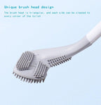 Silicone Bristles Toilet Brush And Holder For Bathroom Storage And Organization Compact Wall Hang Cleaning Kit Accessories Silicone Toilet Brush With Holder Bathroom Toilet Bowl Brush Set Non-Slip Handle Wall Mounted Floor Standing Stevvex