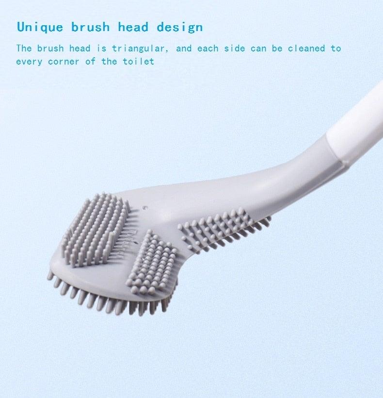 Silicone Bristles Toilet Brush And Holder For Bathroom Storage And Organization Compact Wall Hang Cleaning Kit Accessories Silicone Toilet Brush With Holder Bathroom Toilet Bowl Brush Set Non-Slip Handle Wall Mounted Floor Standing Stevvex
