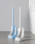 Silicone Bristles Toilet Brush And Holder For Bathroom Storage And Organization Compact Wall Hang Cleaning Kit Accessories Silicone Toilet Brush With Holder Bathroom Toilet Bowl Brush Set Non-Slip Handle Wall Mounted Floor Standing Stevvex