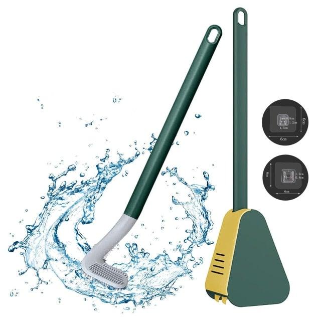 Silicone Bristles Toilet Brush And Holder For Bathroom Storage And Organization Compact Wall Hang Cleaning Kit Accessories Silicone Toilet Brush With Holder Bathroom Toilet Bowl Brush Set Non-Slip Handle Wall Mounted Floor Standing Stevvex