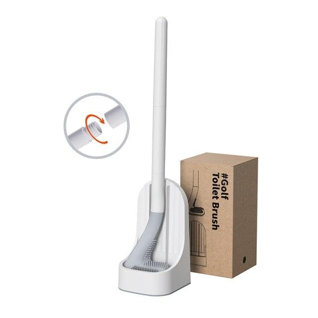 Silicone Bristles Toilet Brush And Holder For Bathroom Storage And Organization Compact Wall Hang Cleaning Kit Accessories Silicone Toilet Brush With Holder Bathroom Toilet Bowl Brush Set Non-Slip Handle Wall Mounted Floor Standing Stevvex