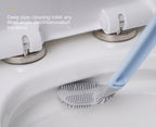 Silicone Bristles Toilet Brush And Holder For Bathroom Storage And Organization Compact Wall Hang Cleaning Kit Accessories Silicone Toilet Brush With Holder Bathroom Toilet Bowl Brush Set Non-Slip Handle Wall Mounted Floor Standing Stevvex