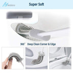 Silicone Bristles Toilet Brush And Holder For Bathroom Storage And Organization Compact Wall Hang Cleaning Kit Accessories Silicone Toilet Brush With Holder Bathroom Toilet Bowl Brush Set Non-Slip Handle Wall Mounted Floor Standing Stevvex