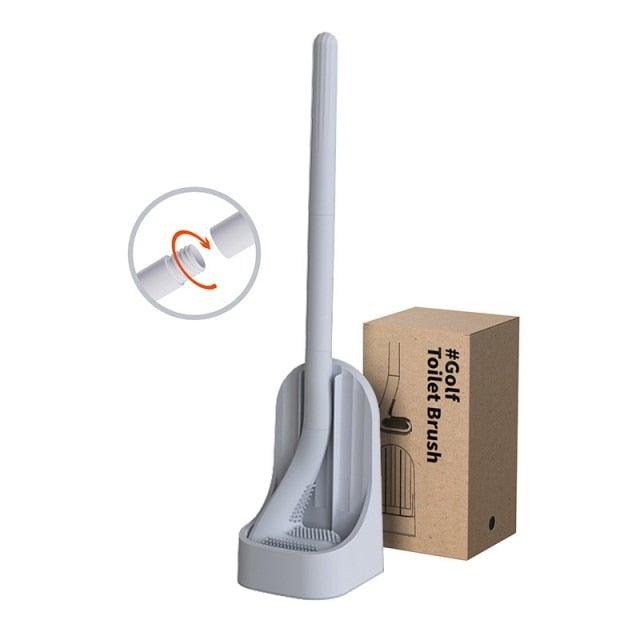 Silicone Bristles Toilet Brush And Holder For Bathroom Storage And Organization Compact Wall Hang Cleaning Kit Accessories Silicone Toilet Brush With Holder Bathroom Toilet Bowl Brush Set Non-Slip Handle Wall Mounted Floor Standing Stevvex
