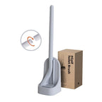 Silicone Bristles Toilet Brush And Holder For Bathroom Storage And Organization Compact Wall Hang Cleaning Kit Accessories Silicone Toilet Brush With Holder Bathroom Toilet Bowl Brush Set Non-Slip Handle Wall Mounted Floor Standing Stevvex