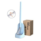 Silicone Bristles Toilet Brush And Holder For Bathroom Storage And Organization Compact Wall Hang Cleaning Kit Accessories Silicone Toilet Brush With Holder Bathroom Toilet Bowl Brush Set Non-Slip Handle Wall Mounted Floor Standing Stevvex