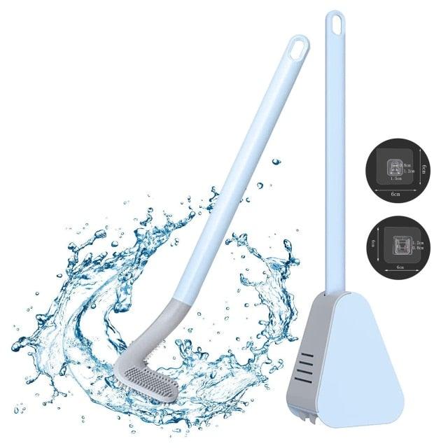 Silicone Bristles Toilet Brush And Holder For Bathroom Storage And Organization Compact Wall Hang Cleaning Kit Accessories Silicone Toilet Brush With Holder Bathroom Toilet Bowl Brush Set Non-Slip Handle Wall Mounted Floor Standing Stevvex