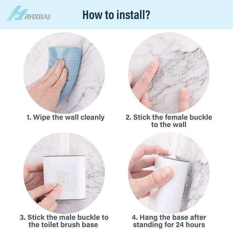 Silicone Bristles Toilet Brush And Holder For Bathroom Storage And Organization Compact Wall Hang Cleaning Kit Accessories Silicone Toilet Brush With Holder Bathroom Toilet Bowl Brush Set Non-Slip Handle Wall Mounted Floor Standing Stevvex