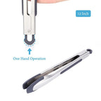 Silicone Food Tongs for Cooking Stainless Steel Kitchen Tongs One-Hand Operation Non-Slip Salad Food Tong Grill BBQ Accessories Soft-Touch Handle Silicone Tipped Food Grill For BBQ Cooking Tongs Stevvex