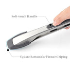 Silicone Food Tongs for Cooking Stainless Steel Kitchen Tongs One-Hand Operation Non-Slip Salad Food Tong Grill BBQ Accessories Soft-Touch Handle Silicone Tipped Food Grill For BBQ Cooking Tongs Stevvex