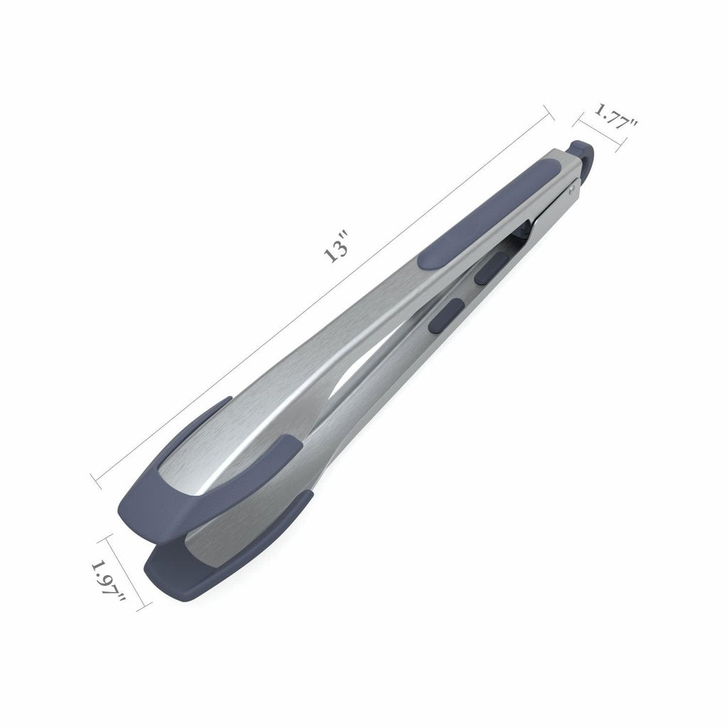 Silicone Food Tongs for Cooking Stainless Steel Kitchen Tongs One-Hand Operation Non-Slip Salad Food Tong Grill BBQ Accessories Soft-Touch Handle Silicone Tipped Food Grill For BBQ Cooking Tongs Stevvex