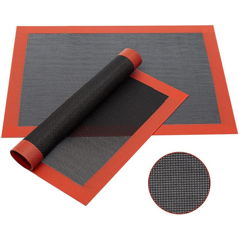 Silicone Grill Mat 30X40cm Baking Mat Breathable BBQ Cookie Bread Mat Oven Microwave High Temperature Baking Kitchen Tools  Silicone Baking Mat Sheet Non-Slip Washable Reusable Baking Mat Washable Reusable Non-Stick Mat Liner For BBQ Black Mat For BBQ Stevvex