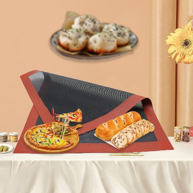 Silicone Grill Mat 30X40cm Baking Mat Breathable BBQ Cookie Bread Mat Oven Microwave High Temperature Baking Kitchen Tools  Silicone Baking Mat Sheet Non-Slip Washable Reusable Baking Mat Washable Reusable Non-Stick Mat Liner For BBQ Black Mat For BBQ Stevvex