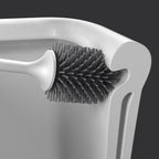 Silicone Head Toilet Brush Quick Draining Clean Tool Wall-Mount  Floor-Standing Cleaning Brush Bathroom Accessories Toilet Brush And Holder Toilet Bowl Brush With Stainless Steel Handle Durable Bristles Stevvex