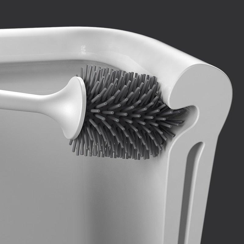 Silicone Head Toilet Brush Quick Draining Clean Tool Wall-Mount  Floor-Standing Cleaning Brush Bathroom Accessories Toilet Brush And Holder Toilet Bowl Brush With Stainless Steel Handle Durable Bristles Stevvex