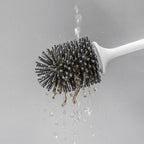 Silicone Head Toilet Brush Quick Draining Clean Tool Wall-Mount  Floor-Standing Cleaning Brush Bathroom Accessories Toilet Brush And Holder Toilet Bowl Brush With Stainless Steel Handle Durable Bristles Stevvex