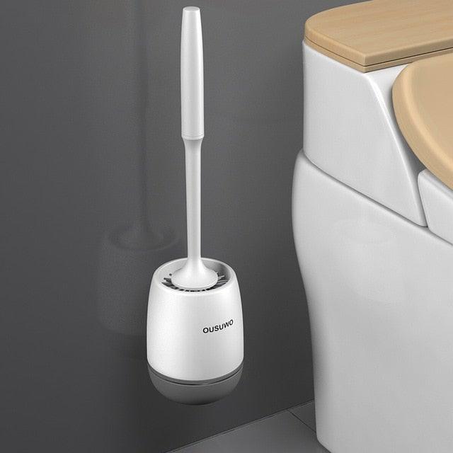 Silicone Head Toilet Brush Quick Draining Clean Tool Wall-Mount  Floor-Standing Cleaning Brush Bathroom Accessories Toilet Brush And Holder Toilet Bowl Brush With Stainless Steel Handle Durable Bristles Stevvex
