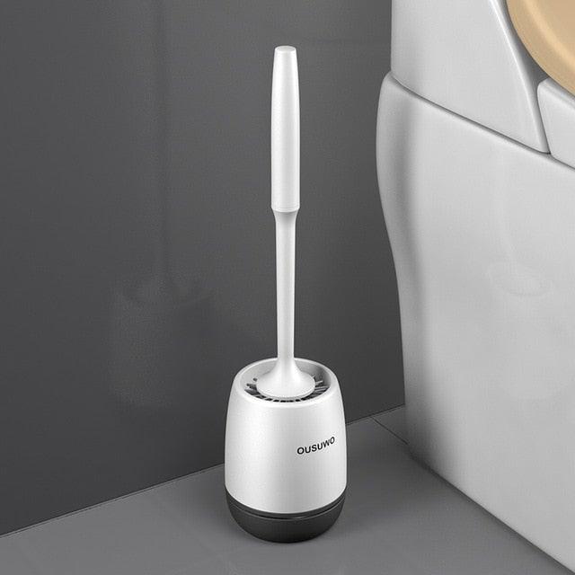 Silicone Head Toilet Brush Quick Draining Clean Tool Wall-Mount  Floor-Standing Cleaning Brush Bathroom Accessories Toilet Brush And Holder Toilet Bowl Brush With Stainless Steel Handle Durable Bristles Stevvex