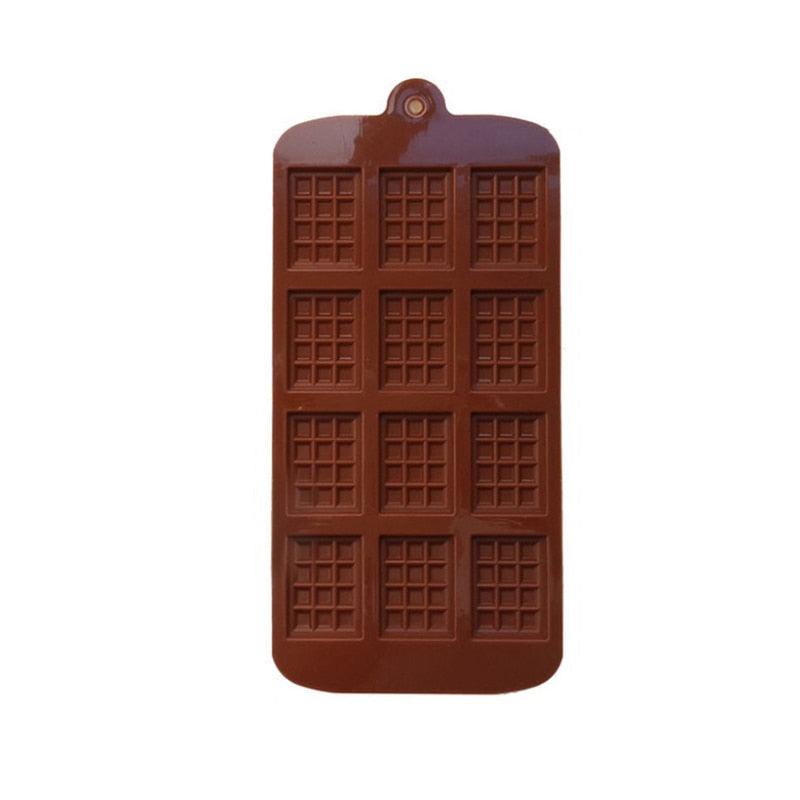 Silicone Mold 12 Cells Chocolate Mold Fondant Candy Bar Mould Cake Mode Decoration Kitchen Baking Accessories Silicone Break Apart Chocolate Molds Candy Mini Protein Energy Bar Silicone Mold Stevvex