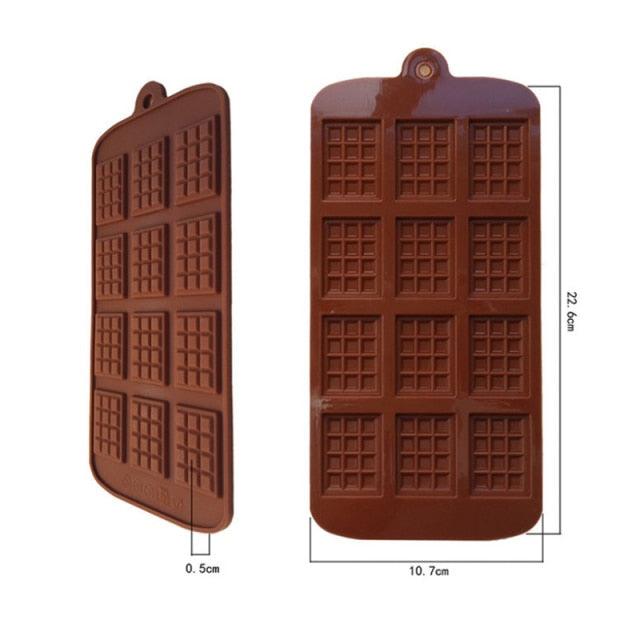 Silicone Mold 12 Cells Chocolate Mold Fondant Candy Bar Mould Cake Mode Decoration Kitchen Baking Accessories Silicone Break Apart Chocolate Molds Candy Mini Protein Energy Bar Silicone Mold Stevvex