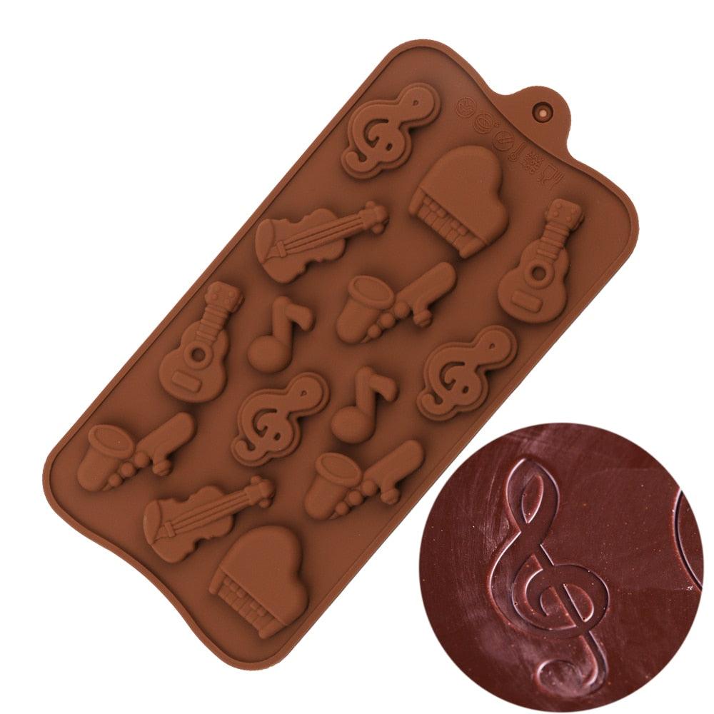 Silicone Mold Chocolate Baking Musical Instruments Notes Non-stick For Chocolate Candy Reusable Cake Decoration Resin Tools Musical Instruments Musical Note Cake Silicone Mold Stevvex