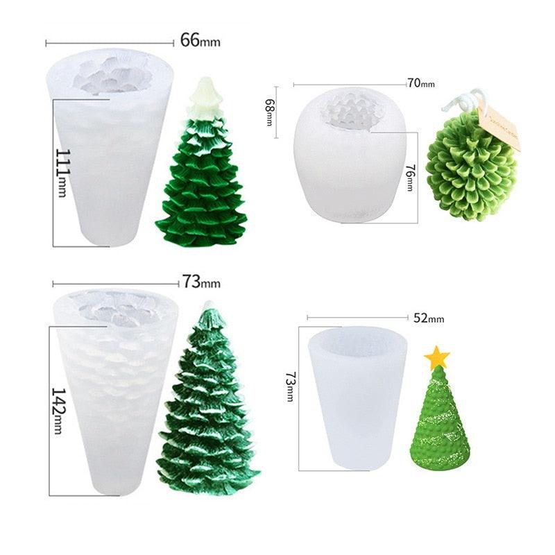 Silicone Mould Christmas Tree Shaped Cake Mold Decoration Tools Candle Mold Baking Tool Home Decoration For Christmas Party 3D Tree Shaped Candle Silicone Mold 4Pcs Different Xmas Pine Molds Stevvex