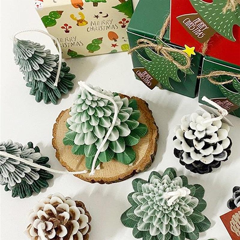 Silicone Mould Christmas Tree Shaped Cake Mold Decoration Tools Candle Mold Baking Tool Home Decoration For Christmas Party 3D Tree Shaped Candle Silicone Mold 4Pcs Different Xmas Pine Molds Stevvex