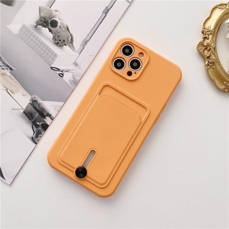 Silicone Pink Wallet Card Holder Phone Case For Iphone 14 13 12 Pro Max Fashion Shockproof Lens Protection Cover Soft Silicone Wallet Card Holder Cover For Iphone Stevvex