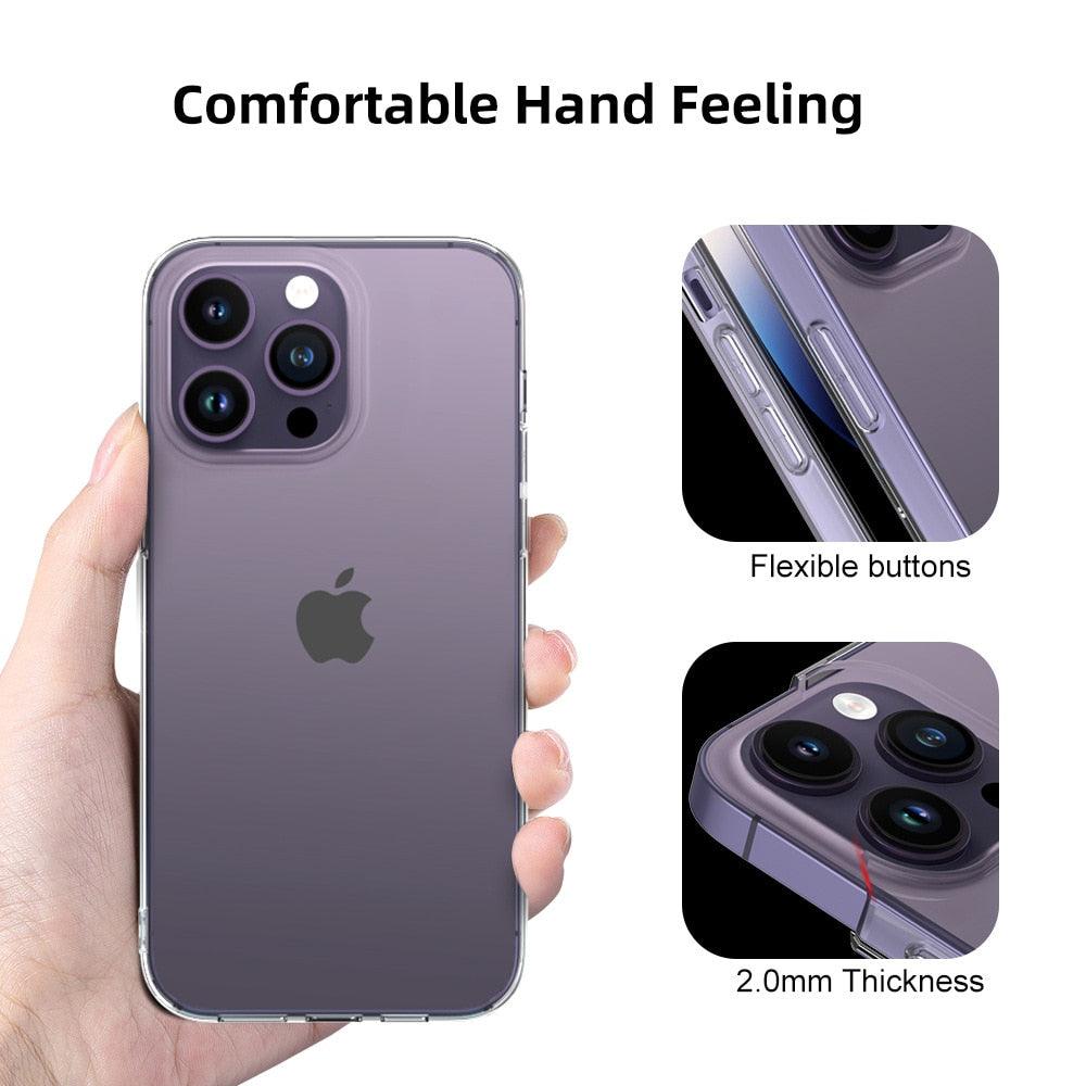 Silicone Soft Phone Case for iPhone 14 13 12 11 Pro Max XR X XS Max 7 8 Plus Back Cover Case for iPhone 14 13 12 11 Pro Max Transparent Soft Flexible Anti-Yellowing Shockproof Camera Protection Case For iPhone Stevvex