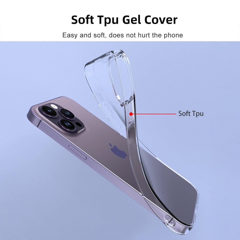 Silicone Soft Phone Case for iPhone 14 13 12 11 Pro Max XR X XS Max 7 8 Plus Back Cover Case for iPhone 14 13 12 11 Pro Max Transparent Soft Flexible Anti-Yellowing Shockproof Camera Protection Case For iPhone Stevvex