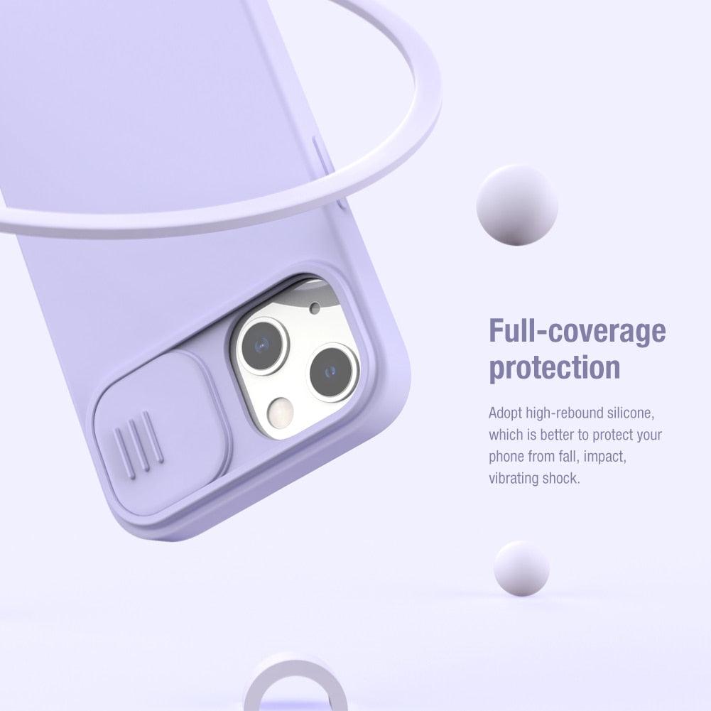 Silicone Soft Slim Cover Shockproof Full Protective Anti Scratch Case For iPhone 14 Pro Max Case Silicone Soft Case For iPhone 13 Pro Slide Camera Protect Privacy Cover for iPhone 12 Stevvex