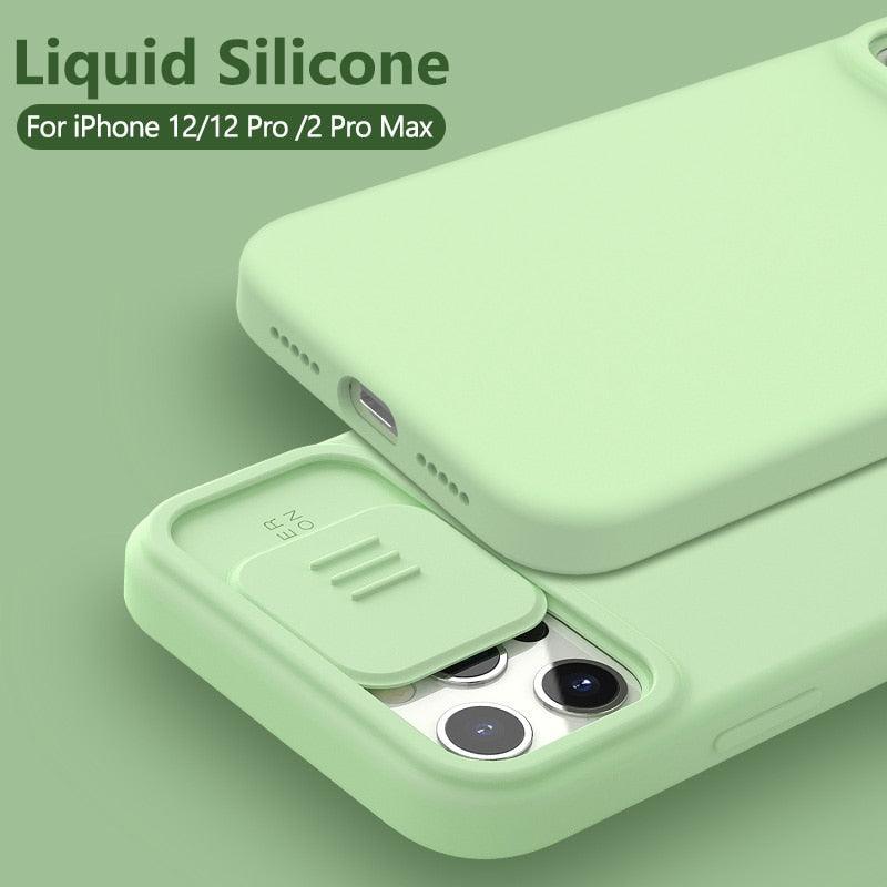 Silicone Soft Slim Cover Shockproof Full Protective Anti Scratch Case For iPhone 14 Pro Max Case Silicone Soft Case For iPhone 13 Pro Slide Camera Protect Privacy Cover for iPhone 12 Stevvex