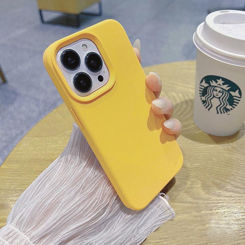 Silicone Soft Thick Protective Rubber Phone Basic Case For iPhone 14 13 Pro Max Case Luxury Silicone Phone Case for iPhone Solid Color Classic Camera Protection Case Stevvex